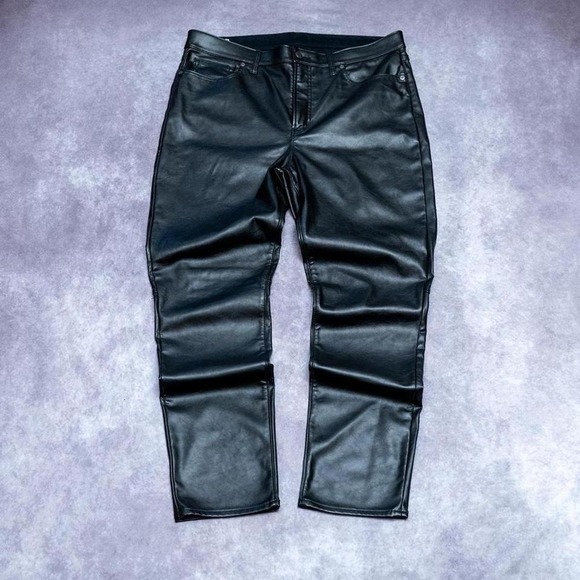 GAP Denim - Gap Vintage Slim High Rise Faux Leather Pants Black Womens 16T 33 Tall Vegan